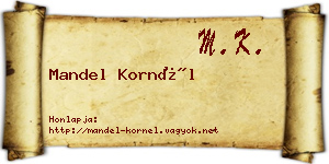 Mandel Kornél névjegykártya